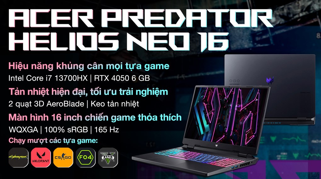 Acer Predator Helios Neo 16 laptop Gaming cấu hình dành cho game thủ